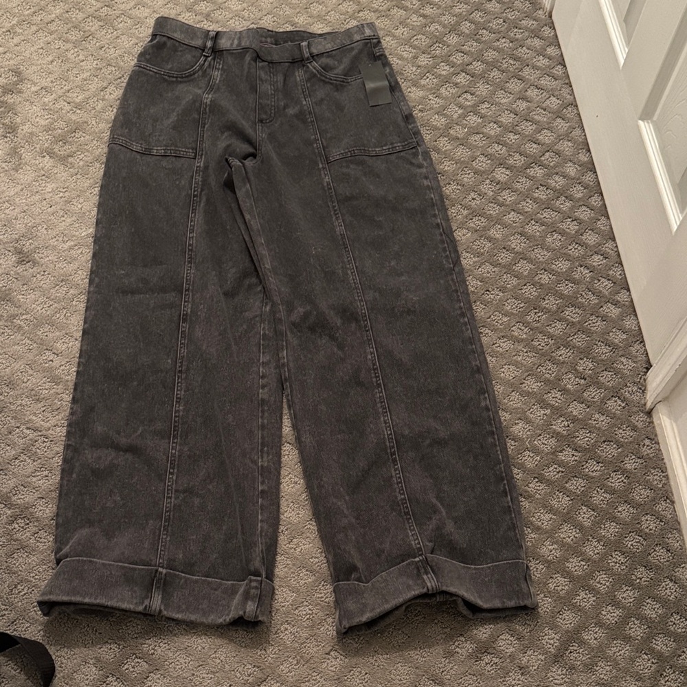 christian soriano wide-Leg Gray Denim Pants